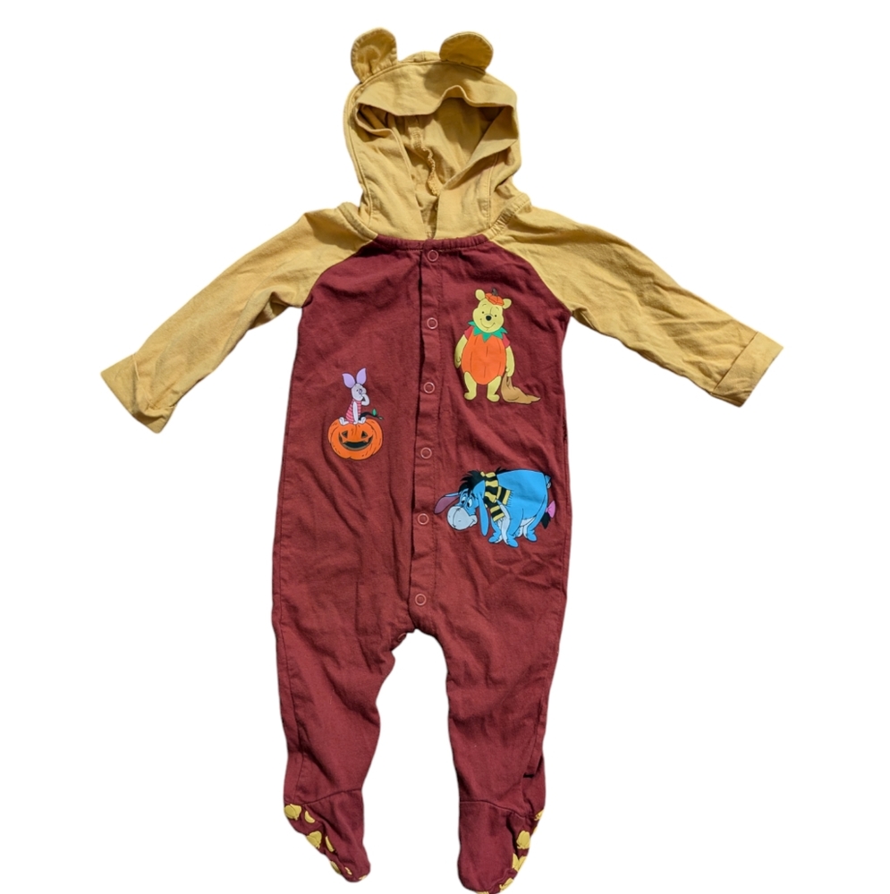Disney Winnie the Pooh Box Lunch 9 Months Halloween Fall Onesie With Ears Hooded